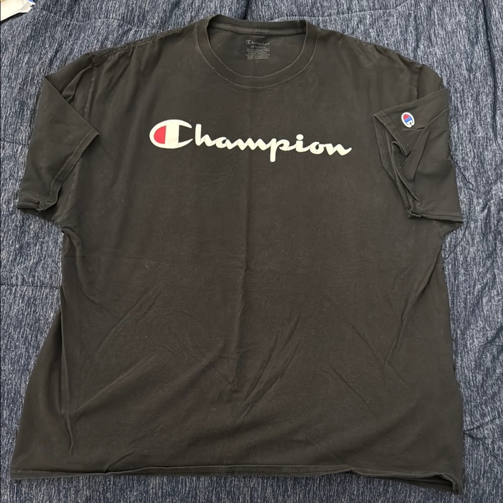 Champion Black Short Sleeve Tee with Iconic Logo